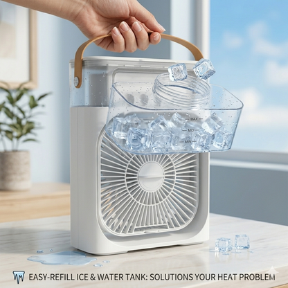 Portable Mini Air Cooler USB Rechargeable – Personal Cooling Fan with Water Mist Technology